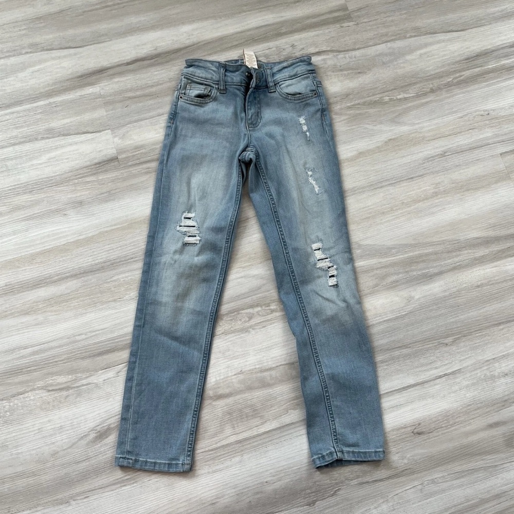 Justice Light Blue Distressed Skinny Jeans girls size 8 Slim